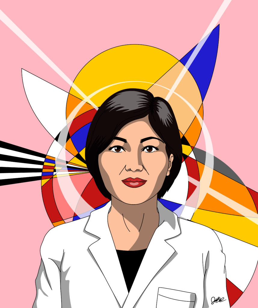 Dr. Flossie Wong Staal, acrylic, by Jordan Baker-Caldwell, 2016